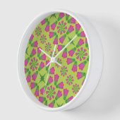 Retro Bell Flower Mandalas Green Wood Framed Clock (Hoek)