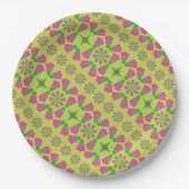 Retro Bell Flower Mandalas Groen 9" Papier Borden Papieren Bordje (Voorkant)