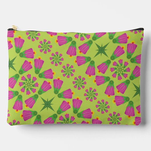 Retro Bell Flower Mandalas Groen Groot Zakje Etui (Voorkant)