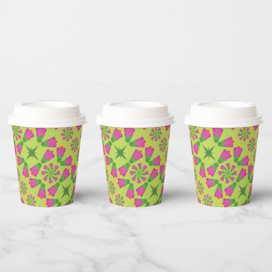 Retro Bell Flower Mandalas Groenboek Cups Papieren Bekers (Multi)