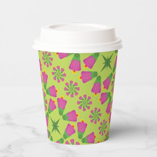 Retro Bell Flower Mandalas Groenboek Cups Papieren Bekers (Links)