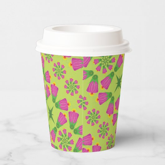 Retro Bell Flower Mandalas Groenboek Cups Papieren Bekers