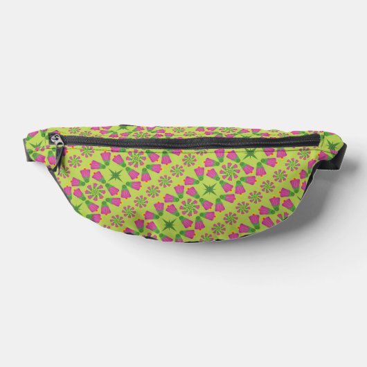 Retro Bell Flower Mandalas Groene Fanny Pack Heuptasje (Liggend)