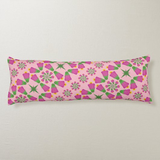 Retro Bell Flower Mandalas Pink Body Pillow Lichaamskussen (Achterkant)