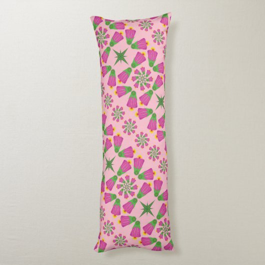 Retro Bell Flower Mandalas Pink Body Pillow Lichaamskussen (Achterkant (Verticaal))