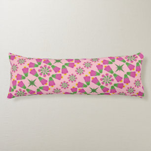 Retro Bell Flower Mandalas Pink Body Pillow Lichaamskussen