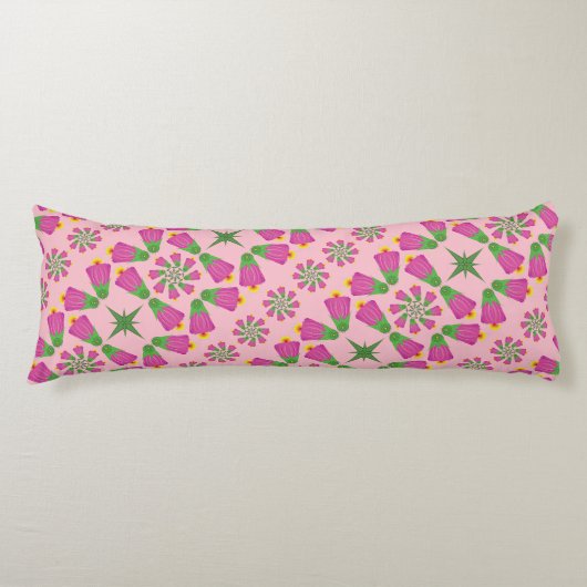 Retro Bell Flower Mandalas Pink Body Pillow Lichaamskussen (Voorkant)