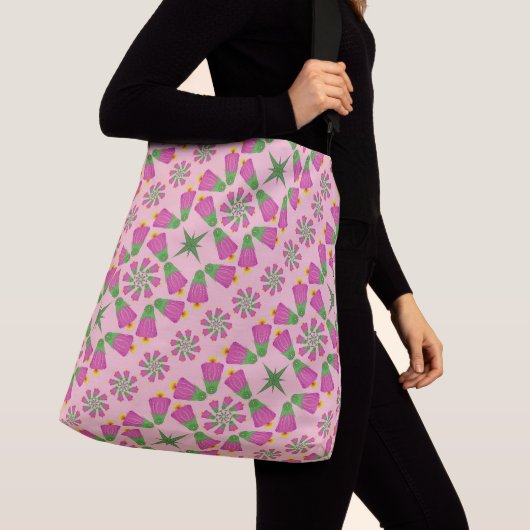 Retro Bell Flower Mandalas Pink Crossbody Bag Crossbody Tas (Dichtbij)