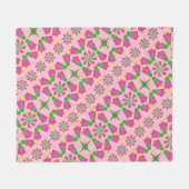 Retro Bell Flower Mandalas Pink Fleece Blanket Deken (Voorkant (Horizontaal))