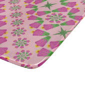 Retro Bell Flower Mandalas Pink Glass Board Snijplank (Hoek)