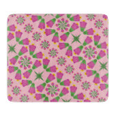 Retro Bell Flower Mandalas Pink Glass Board Snijplank (Voorkant)