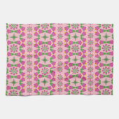 Retro Bell Flower Mandalas Pink Kitchen Towel Theedoek (Horizontaal)