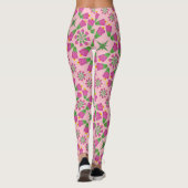 Retro Bell Flower Mandalas Pink Leggings (Achterkant)