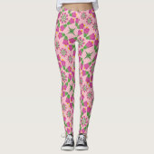 Retro Bell Flower Mandalas Pink Leggings (Voorkant)