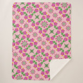 Retro Bell Flower Mandalas Pink Sherpa Blanket Deken (Voorkant)