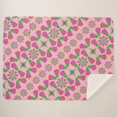 Retro Bell Flower Mandalas Pink Sherpa Blanket Sherpa Deken (Voorkant (horizontaal))