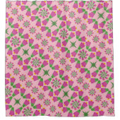 Retro Bell Flower Mandalas Pink Showgordijn Douchegordijn (Voorkant)