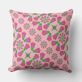 Retro Bell Flower Mandalas Pink Sierkussen