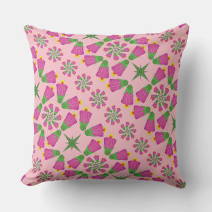 Retro Bell Flower Mandalas Pink Sierkussen