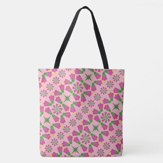 Retro Bell Flower Mandalas Pink Tas (2 maten) (Voorkant)