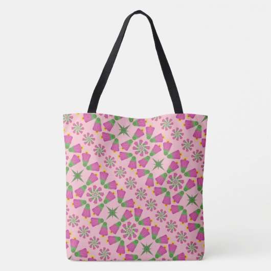 Retro Bell Flower Mandalas Pink Tas (2 maten) (Achterkant)