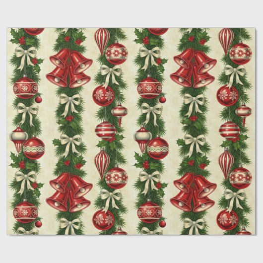  Retro Bells & Baubles Cadeaupapier (Vlak)