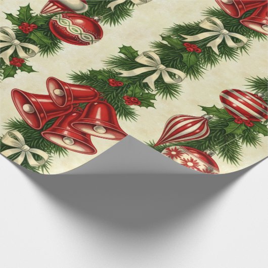  Retro Bells & Baubles Cadeaupapier (Hoek)