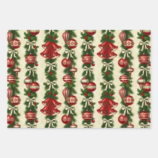 Retro Bells & Baubles Inpakpapier Vel (Voorkant 3)