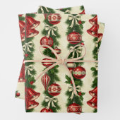 Retro Bells & Baubles Inpakpapier Vel (In situ)