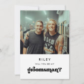 retro... ben je mijn groomsman fotokaart. kaart (Voorkant)