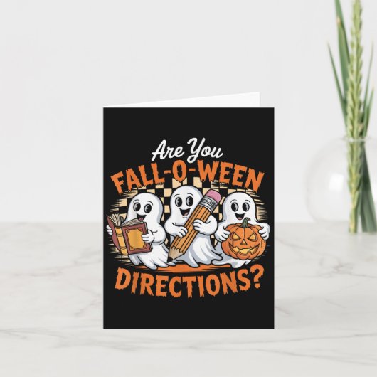 Retro Ben Jij Fall O Ween Richtingen Spook Hallowe Kaart (Voorkant)