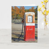 retro benzinepomp voor het ouder worden verjaardag kaart (Gele Bloem)