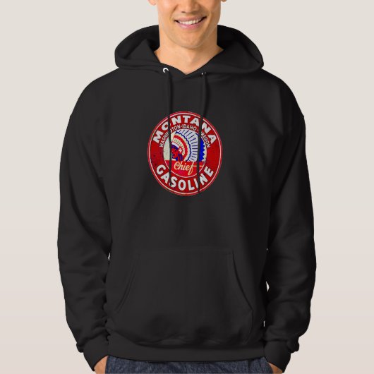 Retro  benzinestation Montana Motorolie Auto BI Hoodie (Voorkant)