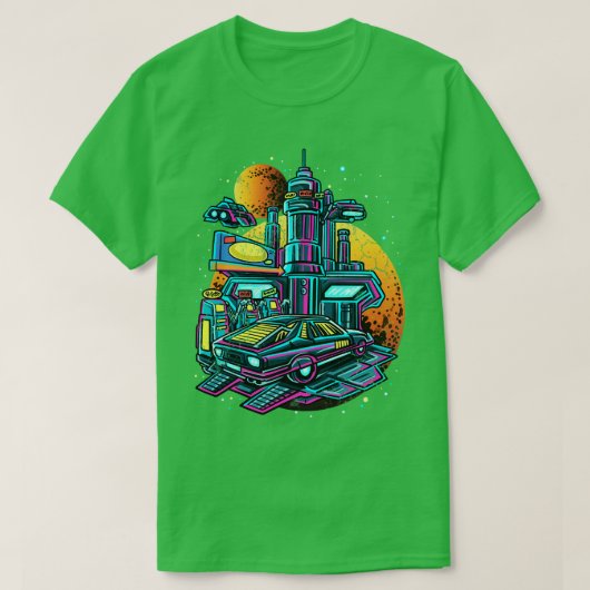 Retro benzinestation ruimtevaartuigen UAPS T-shirt (Design voorkant)
