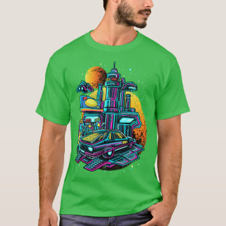 Retro benzinestation ruimtevaartuigen UAPS T-shirt