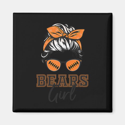 Retro Beren Meisje Messy Bun Sport Fan Team Spirit Magneet (Voorkant)