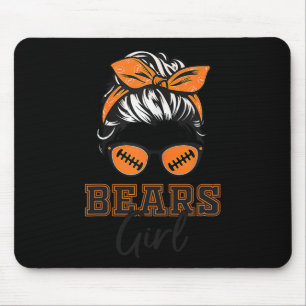 Retro Beren Meisje Messy Bun Sport Fan Team Spirit Muismat