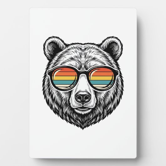 Retro beren zonnebril vector grafisch ontwerp_1 fotoplaat (voorkant)