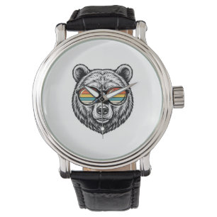 Retro beren zonnebril vector grafisch ontwerp_1 horloge