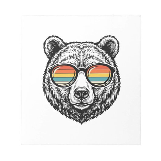 Retro beren zonnebril vector grafisch ontwerp_1 notitieblok (Voorkant)