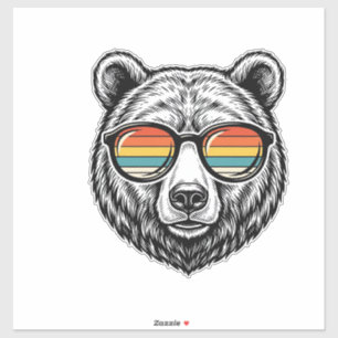 Retro beren zonnebril vector grafisch ontwerp_1 sticker