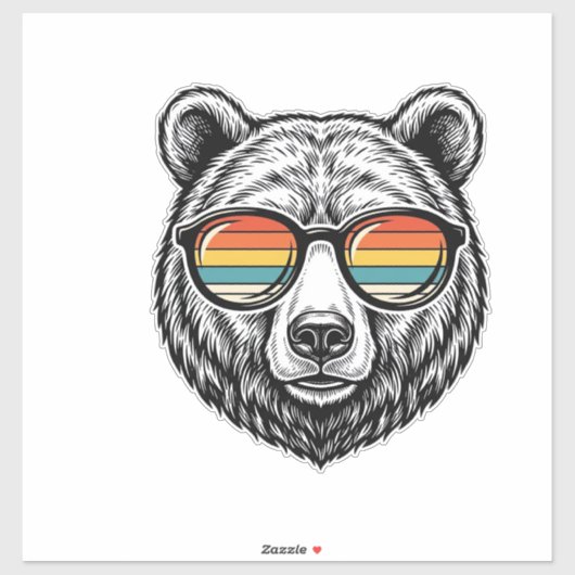 Retro beren zonnebril vector grafisch ontwerp_1 sticker (Vel)