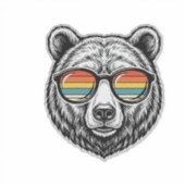 Retro beren zonnebril vector grafisch ontwerp_1 sticker (Voorkant)