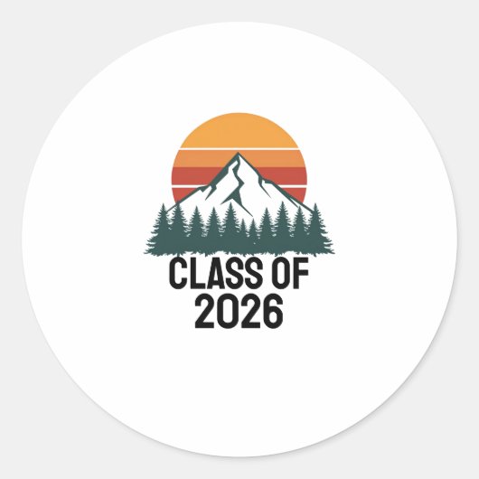 Retro Berg Avontuur Piek Ronde Sticker (Voorkant)