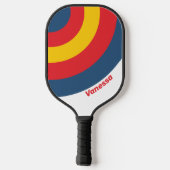 Retro Berg Cirkel Streep met Naam Pickleball Paddle (Achterkant)