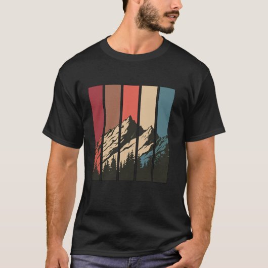 Retro berg en bos silhouet t-shirt (Voorkant)