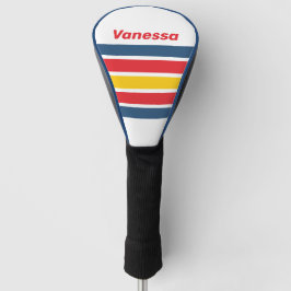 Retro berg over strepen met naam golfheadcover