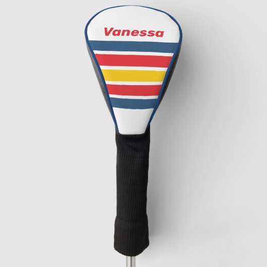 Retro berg over strepen met naam golfheadcover (Voorkant)