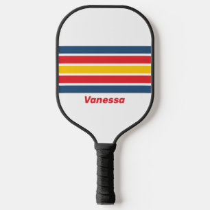 Retro Berg Over Strepen met Naam Pickleball Paddle