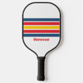 Retro Berg Over Strepen met Naam Pickleball Paddle (Achterkant)